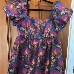 NWT ECEC - gold detail - smocking with back zipper closure